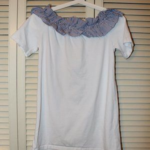 Asos T-Shirt with Stripe Ruffle Off Shoulder
